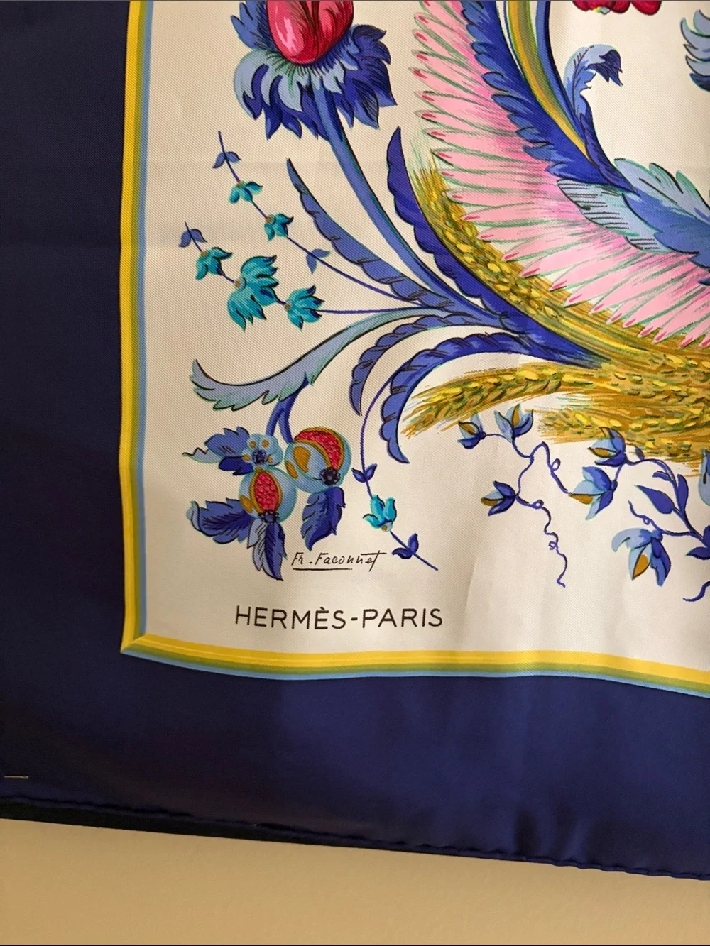 Hermès Blue Multi Mythical Sea Figure Silk scarf